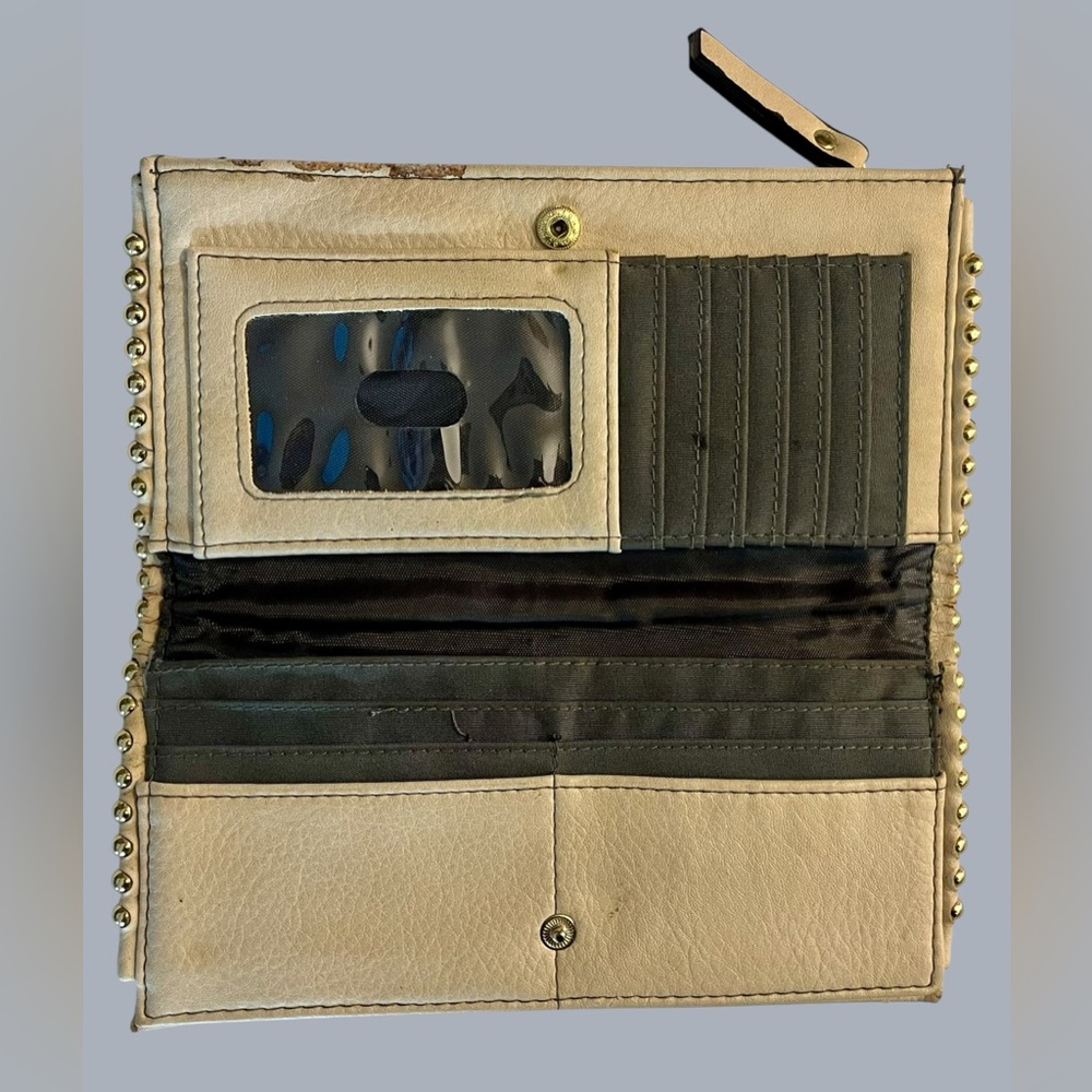 Max Studio Cream/Beige Bifold with Gold Stud Accents - Picture 4 of 9